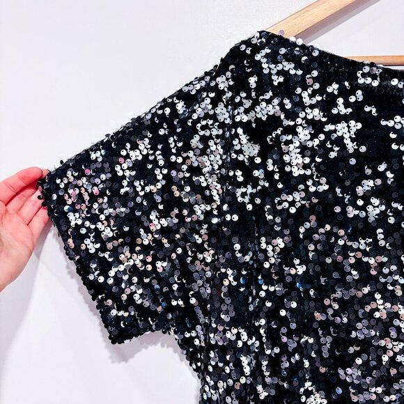 ANNA KACI Black Sequin Off-Shoulder Top | Large * - Picture 4 of 9